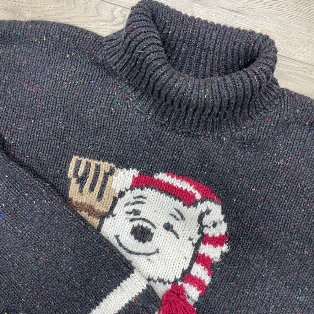 Disney Sweater Womens XXL Black Snowman Turtleneck Knit Pullover READ